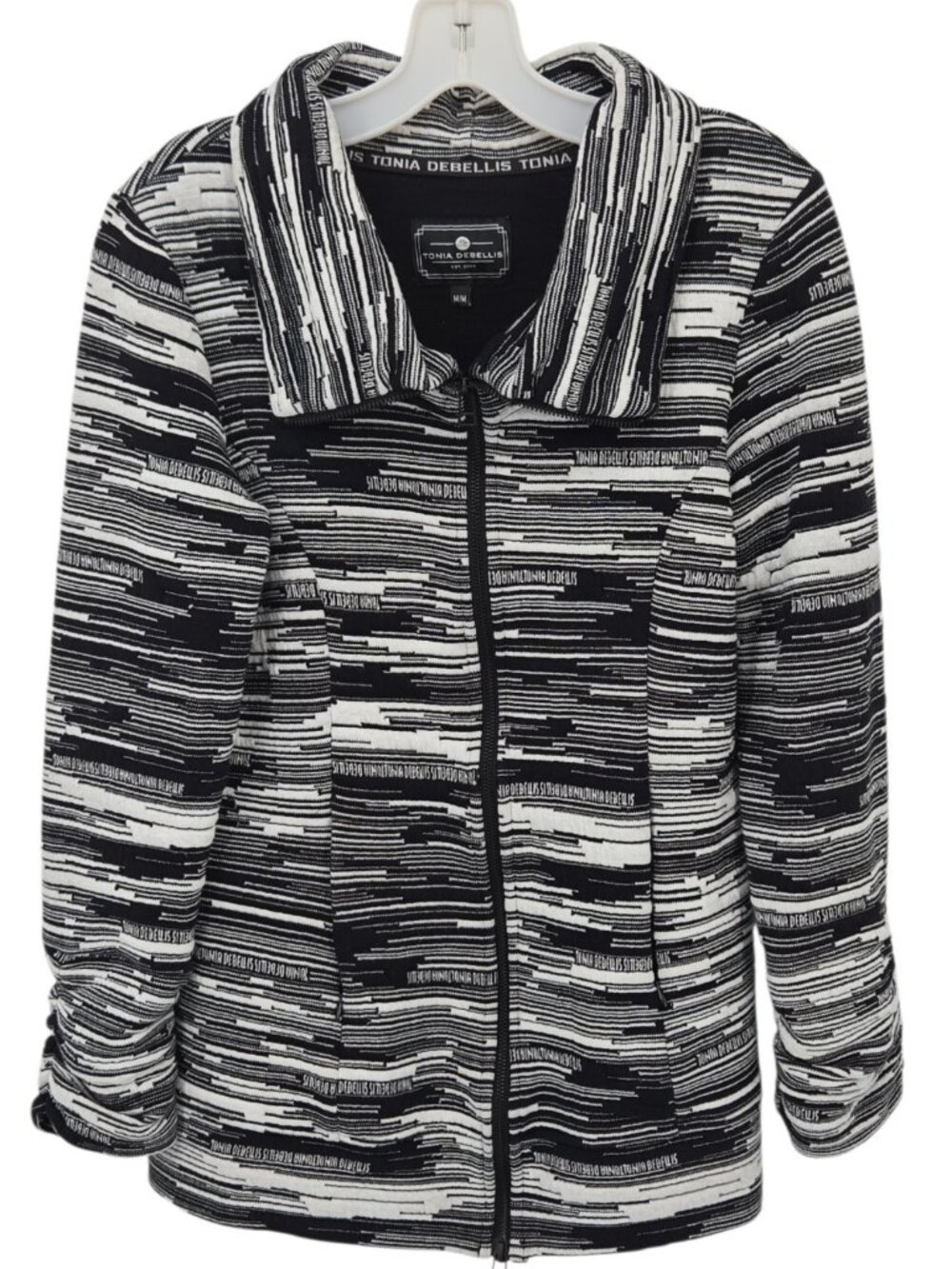 Tonia Debellis Womens Jacket M Black White Full Zip Made in Canada